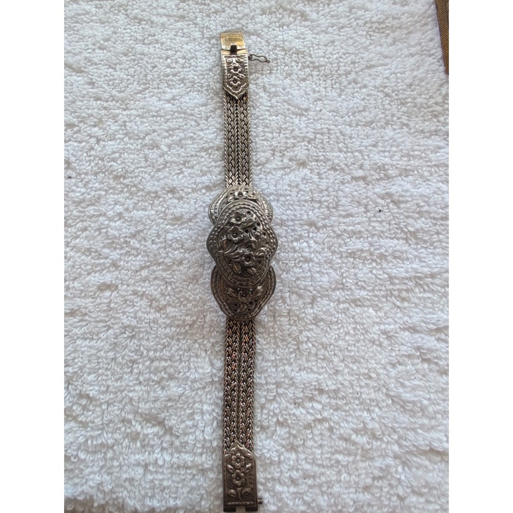 Fabulous Vintage 925 Sterling Silver Woven Floral‎ Bracelet